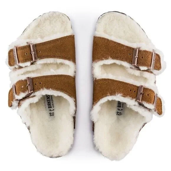 Birkenstock Arizona Fur Sandals/Slides Mink Color Men's Size EUR 43 US 10-R - Picture 2 of 6